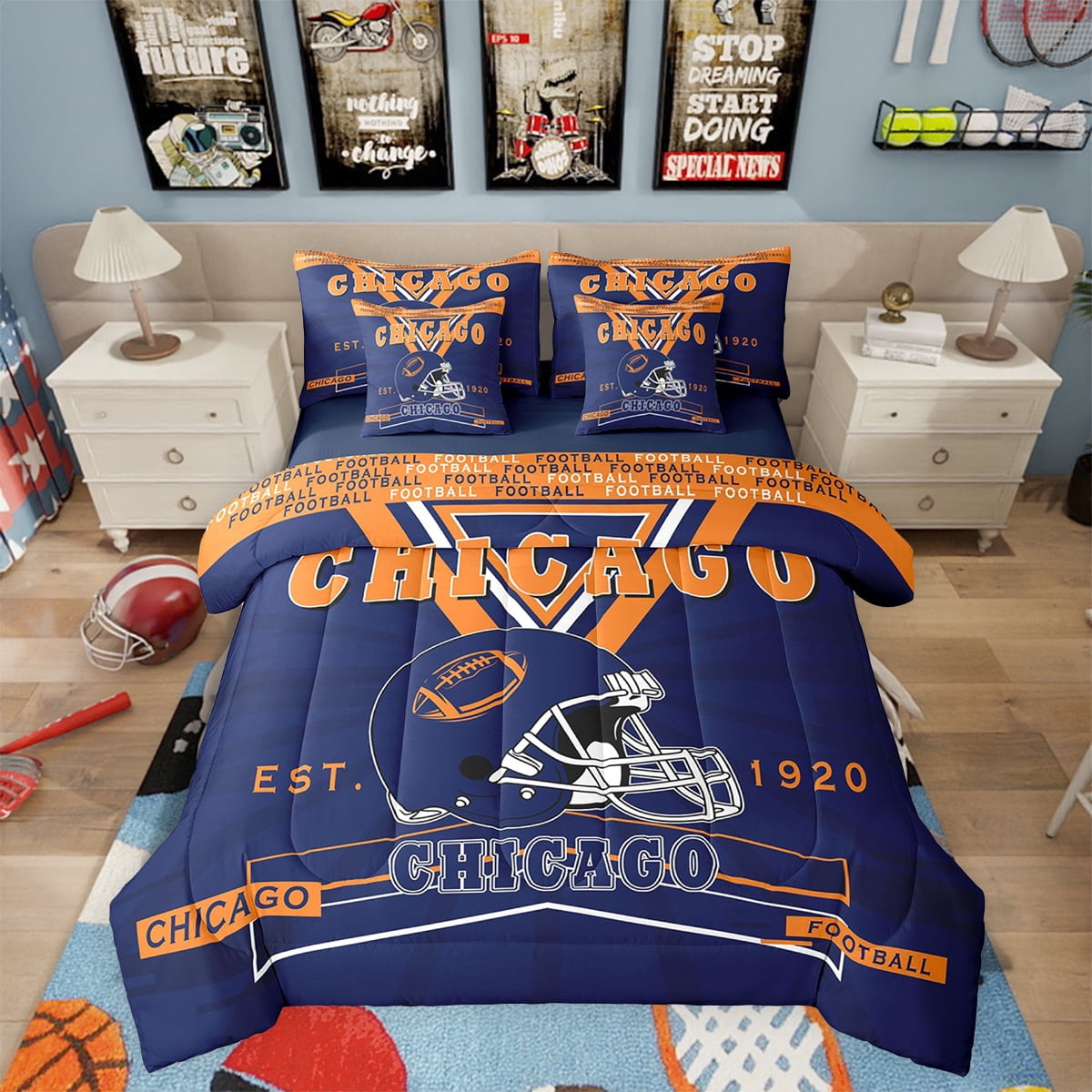 Erosebridal 7Pcs Football Bedding Set s,Twin Size Comforter Set with ...