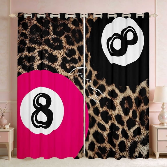 Erosebridal 8 Ball Blackout Curtains Rose Curtains Pack of 2 (42x84 Each), Rose Leopard