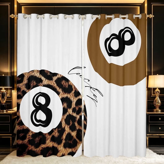 Erosebridal 8 Ball Blackout Curtains Set of 2 (38x54 Each) Violet Living Room Curtains, Violet Leopard
