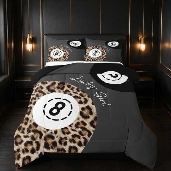 Erosebridal 8 Ball Queen Comforter Set Gray Comforter Sets Queen, Gray Solid, Black Reversible 3-Piece 1 Comforter and 2 Pillowcases