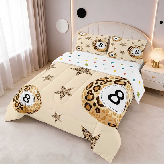 Erosebridal 8 Ball Queen Comforter Set Sky Bow Comforter Sets Queen, Sky Bows, Polka Dots Reversible 3-Piece 1 Comforter and 2 Pillowcases