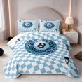 thumbnail image 1 of Erosebridal 8 Ball Quilt Full Card Full Bedspread Sets, Navy Checkered 3-Piece 1 Coverlet and 2 Pillowcases, 1 of 7