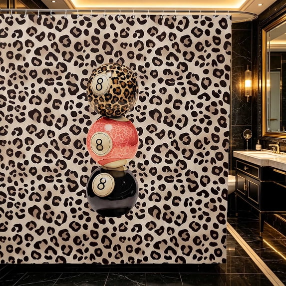 Erosebridal 8 Ball Shower Curtain 72Wx72L Coral Bathroom Curtain, Coral Leopard