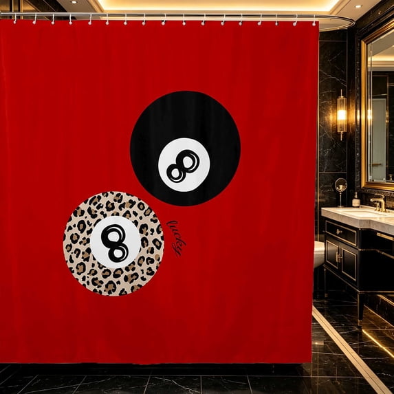 Erosebridal 8 Ball Shower Curtain 72Wx72L Minimalist Bathroom Curtain, Red Onyx
