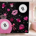thumbnail image 1 of Erosebridal 8 Ball Shower Curtain 72Wx72L Y2K Bathroom Curtain, Black Hot Pink, 1 of 5