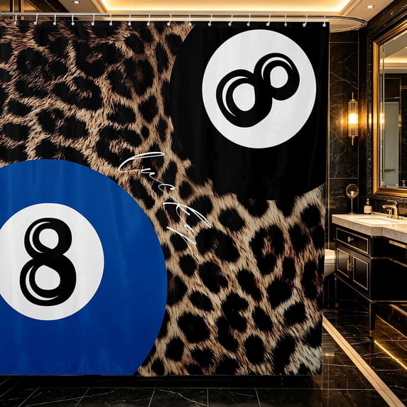 Erosebridal 8 Ball Shower Curtain 72Wx78L Camel Bath Curtain, Camel Leopard