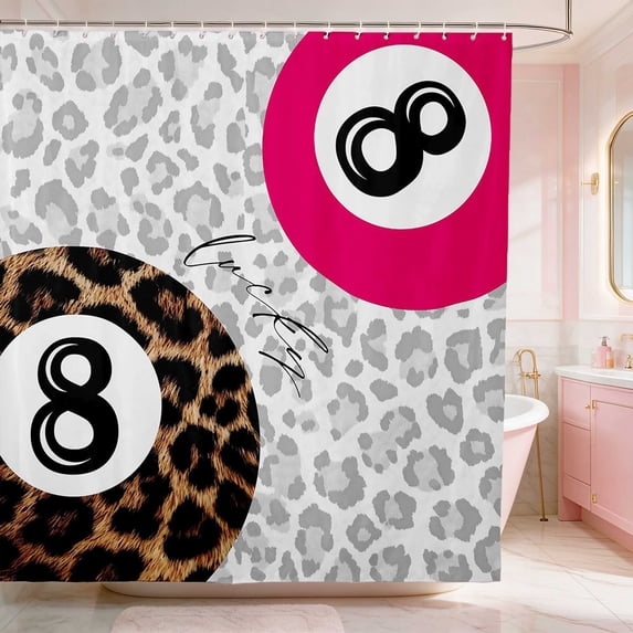 Erosebridal 8 Ball Shower Curtain 72Wx84L Red Snow Bathroom Shower Curtain, Fuchsia Snow Leopard