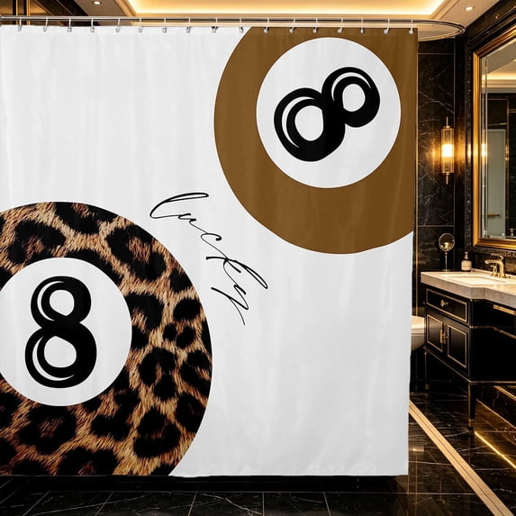 Erosebridal 8 Ball Shower Curtain 72Wx84L Violet Bathroom Shower Curtain, Violet Leopard