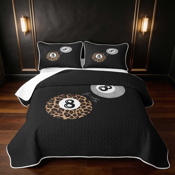 Erosebridal 8 Ball Twin Quilt Set Black Twin Coverlet Set, Black Solid 2 Pieces 1 Bedspread and 1 Pillowcase