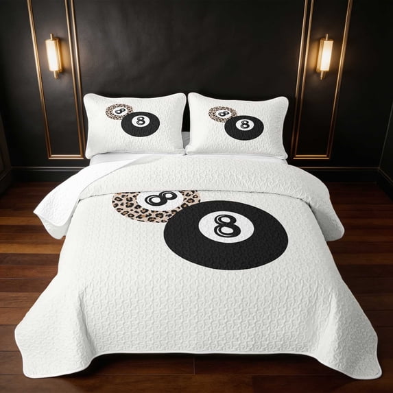 Erosebridal 8 Ball Twin Quilt Set Onyx Cream Twin Coverlet Set, Onyx Cream 2 Pieces 1 Bedspread and 1 Pillowcase