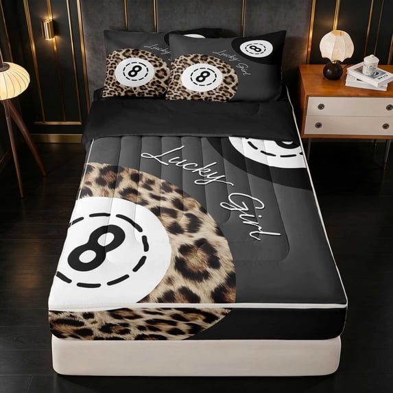 Erosebridal 8 Ball Zipper Queen Comforter Set with Fitted Sheet and 2 Pillowcases Gray Zipper Bedding Set, Gray Solid, Black Reversible