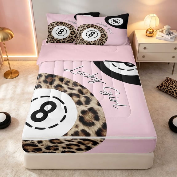 Erosebridal 8 Ball Zipper Twin Comforter Sets with Fitted Sheet and 2 Pillowcases Blush Zipper Bedding Set, Blush Solid, Pink Reversible