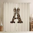 thumbnail image 1 of Erosebridal A Letter Monogrammed Blackout Curtains Set of 2 (52x84 Each) For Teens Adults,Girls Boys Vintage Cheetah Print Bow Window Curtains, 1 of 6