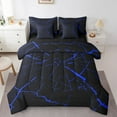 thumbnail image 1 of Erosebridal Abstract Bedding Twin Size, Black Blue Bedding Sets Twin Size, Stripes Ombre Reversible Comforter Sets with Sheets, Lightweight Bedroom Decoration, 7-Piece, 1 of 4