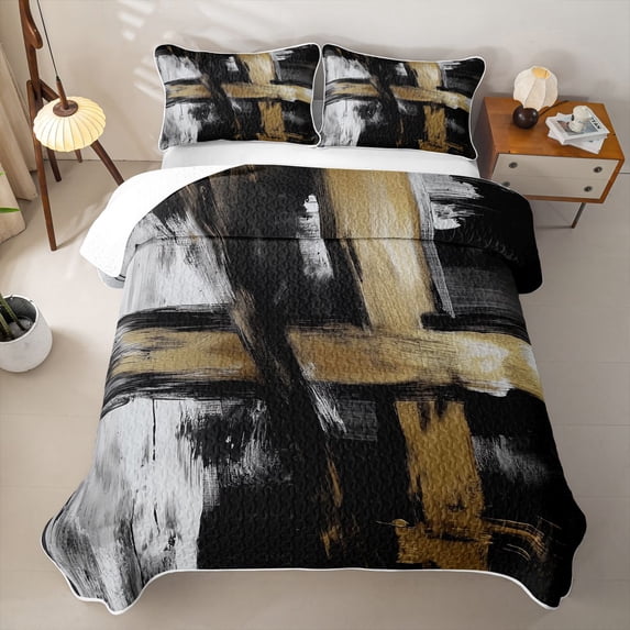 Erosebridal Abstract Brush Stripes Twin Quilt Set,Graffiti Lines Art Twin Coverlet Set For Girls,2 Pieces