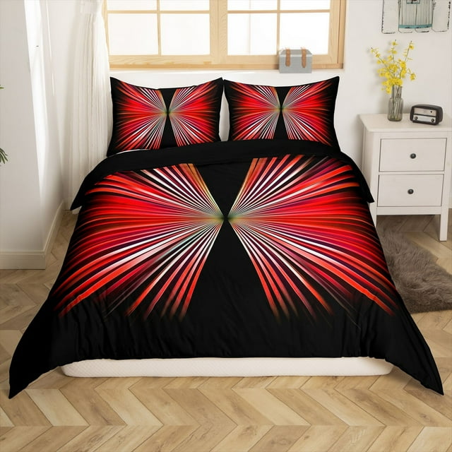 Erosebridal Abstract Butterfly Comforter Cover Full, Geometry Lines Bedding Full Size, Reversible (No Comforter)