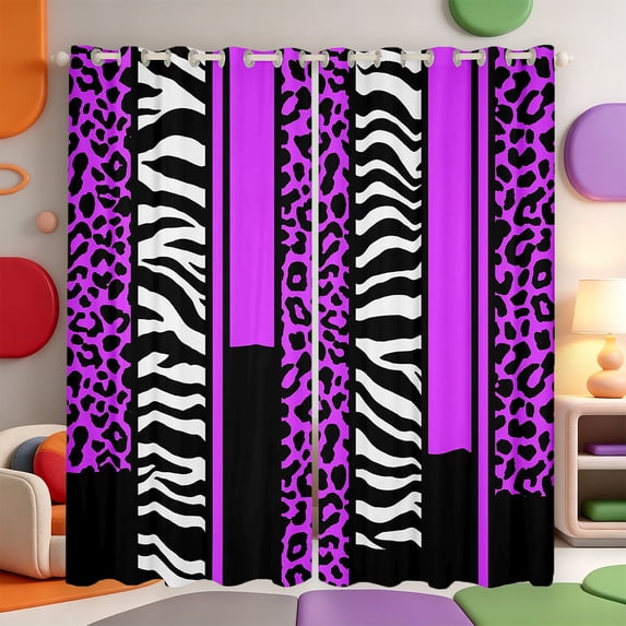Erosebridal Abstract Cheetah Print Kitchen Curtains,Classic Leopard Black Out Curtains Pack of 2 (42x63 Each)