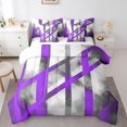 thumbnail image 1 of Erosebridal Abstract Geometric Stripes Bedding Queen Size,Purple Oil Painting Style Bed Set,Modern Desgin Bedding Sets Queen Size,Breathable Room Decor Reversible,7pcs, 1 of 6