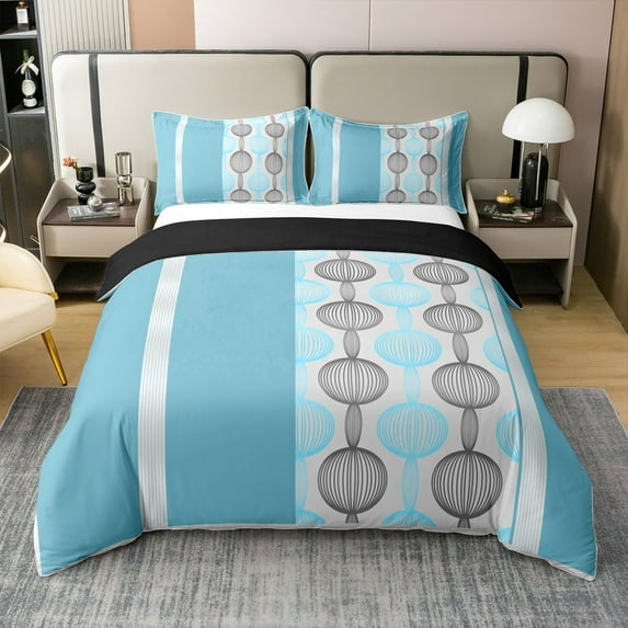 Erosebridal Abstract Geometry 100% Cotton Comforter Cover Full, Spiral Circle Bedding Full Size, Modern Swirl Decor, Reversible 3pcs(No Comforter)