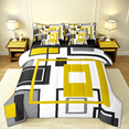 thumbnail image 1 of Erosebridal Abstract Geometry 7 Piece Bed In A Bag Geometric Square Striped Bedding Set Black White Yellow Grey Comforter Set Adults,Modern Simple Bedding Comforter Set Full Size, 1 of 5