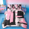 thumbnail image 1 of Erosebridal Abstract Graffiti Stripes Bedding Twin Size,Modern Splashing Ink Comforter Sets with Sheets,Pink White Bedding Sets Twin Size,Microfiber Bedroom Decoration Reversible,7pcs, 1 of 7