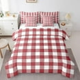 thumbnail image 1 of Erosebridal Abstract Grid Bedding Queen Size,Geometric Buffalo Comforter Sets with Sheets,Red White Bedding Sets Queen Size,Ultra Soft Plaid Bedroom Decorative,7 Pieces, 1 of 6