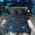 thumbnail image 1 of Erosebridal Abstract Letter Monogrammed R Twin Bedding Sets 7-Piece For Children Kids,Geometric Buffalo Plaid Bedding Comforter Set For Teens Boys Girls,Black Reversible, 1 of 6