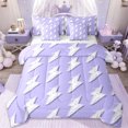 thumbnail image 1 of Erosebridal Abstract Lightning Pattern 7pcs Bedding Comforter Set,Purple And White Queen Bedding Sets For Girls Boys,Reversible, 1 of 7