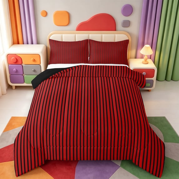 Erosebridal Abstract Line Art Queen Comforter Set,Aesthetic Striped Comforter Sets Queen,Black Reversible,3pcs,1 Comforter and 2 Pillowcases