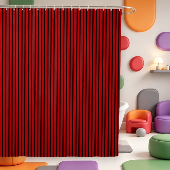 Erosebridal Abstract Line Art Shower Curtain 72Wx84L,Aesthetic Striped Bathroom Shower Curtain