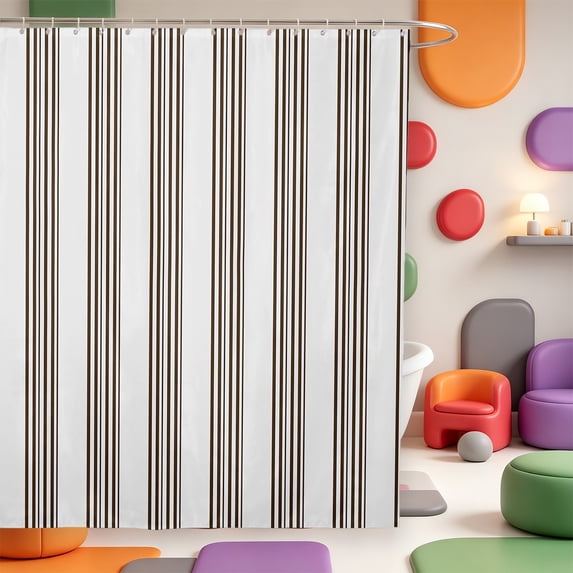 Erosebridal Abstract Line Art Shower Curtain 72Wx84L,Contemporary Lines ...