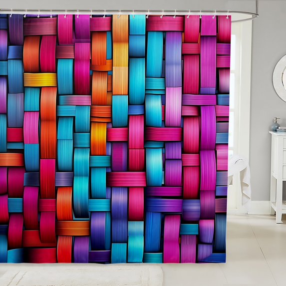 Erosebridal Abstract Lines Bathroom Curtain 72x84,Modern Stripes Shower Curtain 72x84,Ombre Decor