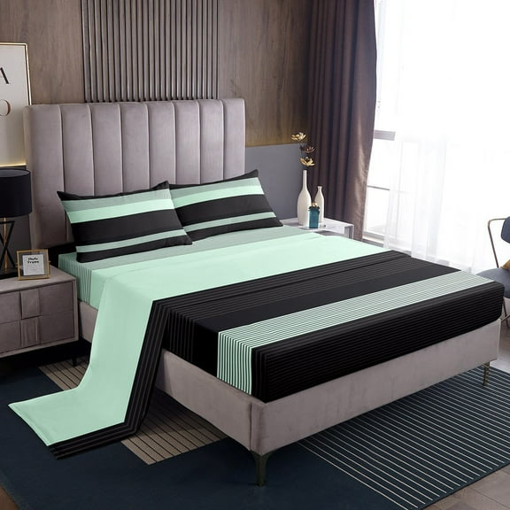 Erosebridal Abstract Lines Sheet Set Twin,Geometric Stripes Bedding Sets Twin Size,Geometry Lines Twin Sheet Sets,Lightweight Teens Bedroom Decor,3pcs