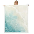 thumbnail image 1 of Erosebridal Abstract Ocean Wave Sherpa Blanket 50x60, Watercolor Beach Fuzzy Blanket Throw, Blue Bedroom Decor, 1 of 7