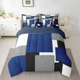 thumbnail image 1 of Erosebridal Abstract Ombre Bed in a Bag Twin size, Minimalism Bed Set, Navy Blue, Reversible 7-Piece, 1 of 5