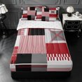 thumbnail image 1 of Erosebridal Abstract Strip Patchwork Zipper Full Size Comforter Sets with Fitted Sheet and 2 Pillowcases,Red Gray Geometric Zipper Bedding Set For Girls,Reversible,4 Pieces, 1 of 7