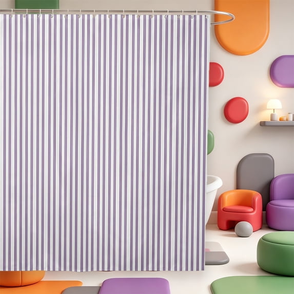Erosebridal Abstract Striped Shower Curtain 72Wx72L,Geometric Line Bathroom Curtain