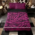 thumbnail image 1 of Erosebridal Abstract Zebra Stripes Zipper Queen Comforter Set with Fitted Sheet and 2 Pillowcases,Animal Print Zipper Bedding Set,Hot Pink Black,Black Reversible, 1 of 6