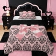 thumbnail image 1 of Erosebridal Adults Black Damask Twin Comforter Sets,Pink Bowknot Bedding Set For Girls Kids,Reversible black,2-Piece, 1 of 7