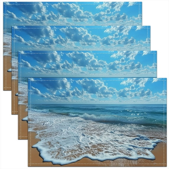 Erosebridal Adults Ocean Beach Place Mats Set of 4 for in Door Dinning, Hawaii Holoday Placemats Set of 4, Coastal Decor