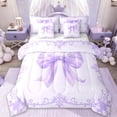thumbnail image 1 of Erosebridal Adults Victorian Baroque Flower 7-Piece Bedding Comforter Set,Purple Cute Bow King Bedding Sets For Girls Kids,Reversible, 1 of 7