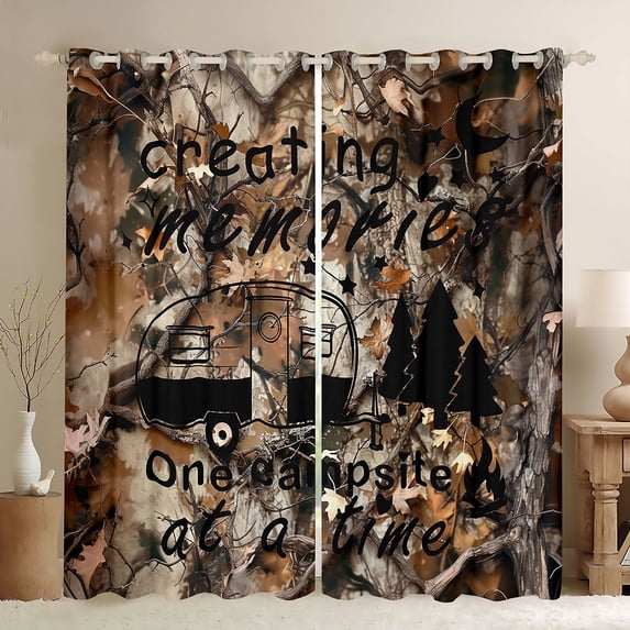 Erosebridal Adventure Theme Car Curtains Pack of 2 (42x84 Each) for Teens Female Men,Girls Boys Autumn Camping Maple Leaves Curtains Blackout,Breathable Home Decor