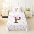 thumbnail image 1 of Erosebridal Aesthetic Coquette Bowknot Twin Sheet Sets,Letter P Monogrammed Bedding For Girls Kids,Pink White Brown 3-Piece, 1 of 6
