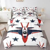 Erosebridal Airplane Aircraft Bedding Sets Twin Size,Black Stars Comforter Sets with Sheets,Military Theme Bed in a Bag Twin size,Breathable Airplane Bedroom Decorative,Reversible,7pcs