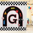 thumbnail image 1 of Erosebridal Alphabet Letter Shower Curtain 72Wx78L, Race Car Bath Curtain, Black G, 1 of 5