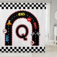 thumbnail image 1 of Erosebridal Alphabet Letter Shower Curtain 72Wx84L, Race Car Bathroom Shower Curtain, Black Q, 1 of 5