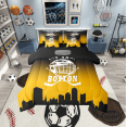 thumbnail image 1 of Erosebridal American Boston Bedding Sets Twin Size, Football Player Comforter Sets with Sheets, Black Orange Reversible Bed Set, Microfiber Bedroom Decor, 7pcs, 1 of 6