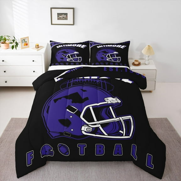 Erosebridal American City Bedding Twin Comforter Set, Football Player Down Comforter, Indigo Reversible Comforters & Duvets, Breathable Bedroom Decor, 2-Piece