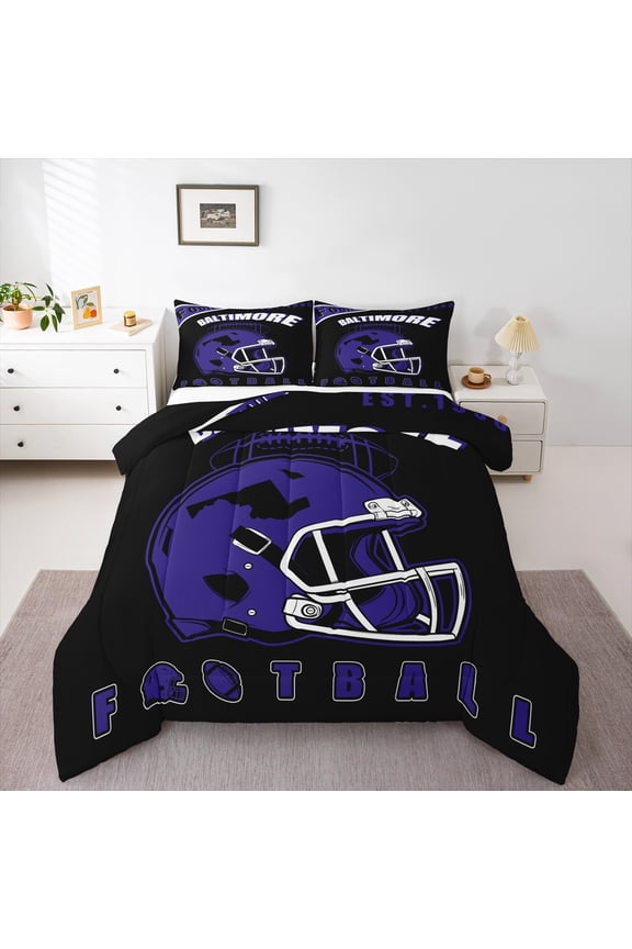American City Bedding Twin Comforter Set, Football Player Down Comforter, Indigo Reversible Comforters & Duvets, Breathable Bedroom Decor, 2-Piece