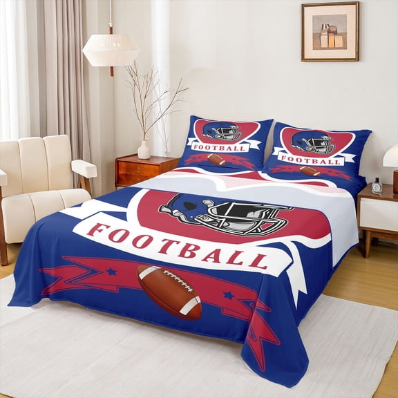 Erosebridal American City Buffalo Twin Sheet Sets, Football Soccer Bedding Twin Size, Sports Theme Bed Sheets Twin, Super Cozy Room Decorative, 3pcs